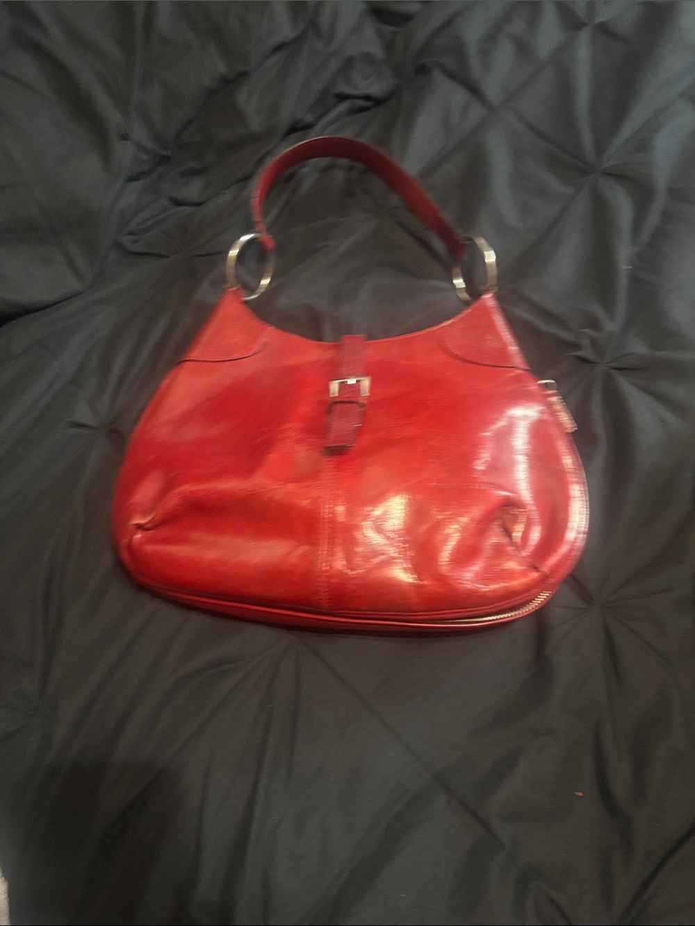 Pelle Studio Red Leather Shoulder Bag with Ring Handles